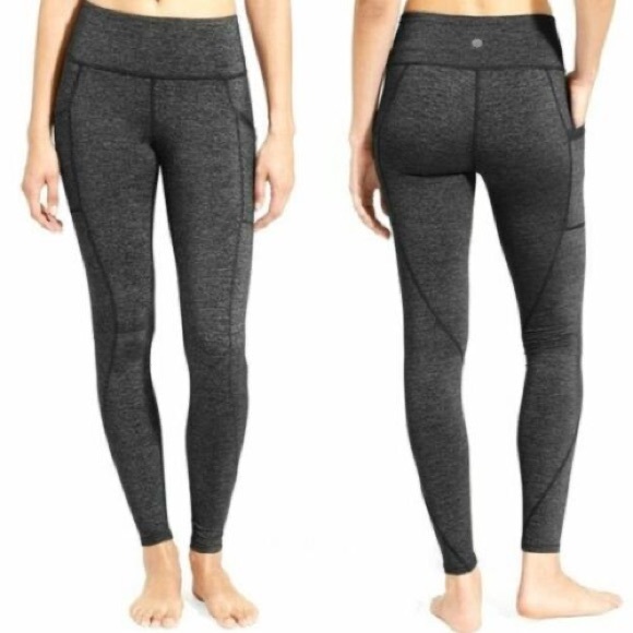 Athleta Pants - Athleta Chaturanga to Town Spacedye Gray Leggings with Pockets